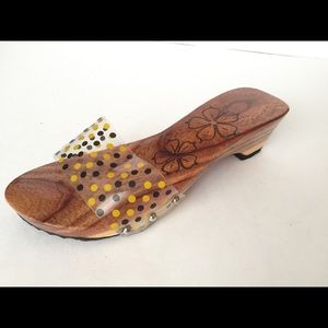 New Handmade wooden slip on sandals 2.5” heel sz 6